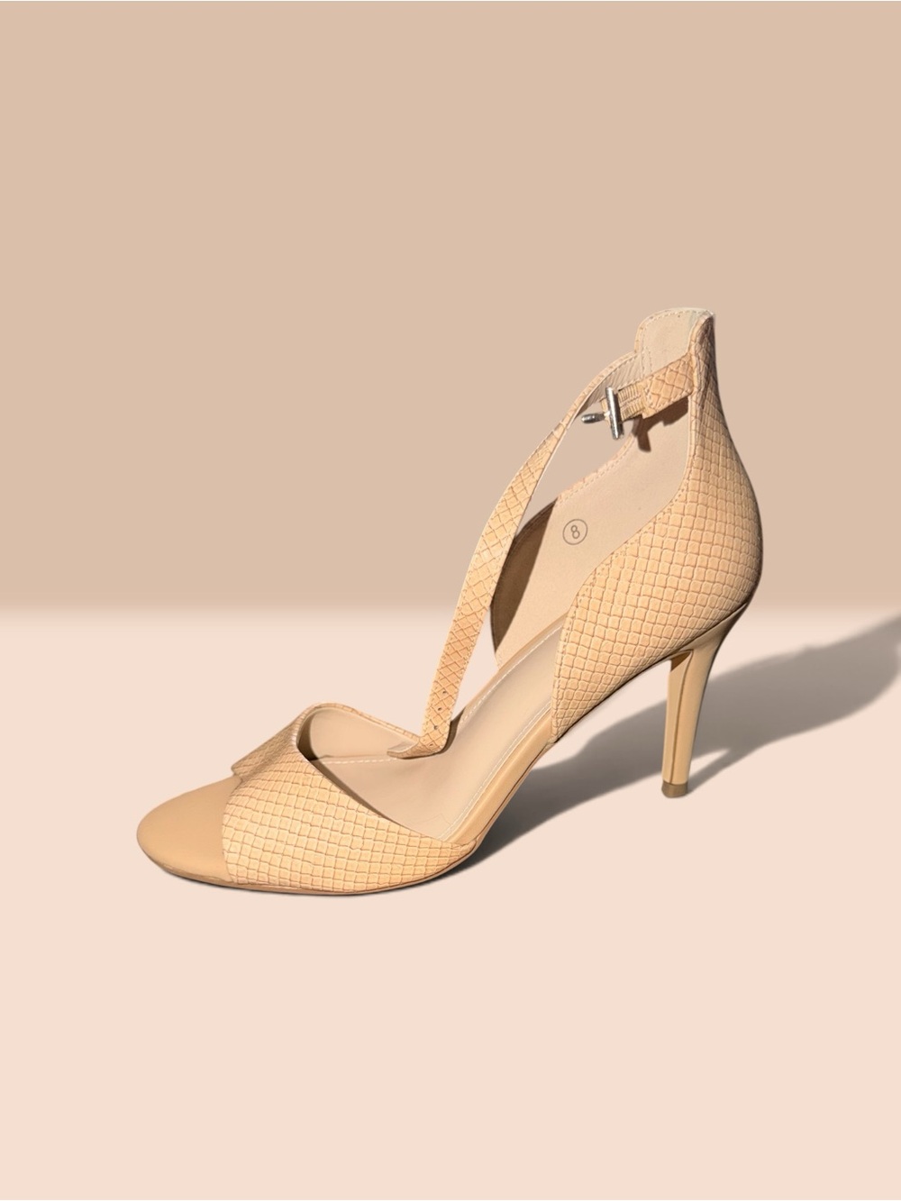 Women's Neutral Textured Open-Toe High Heel Sandals